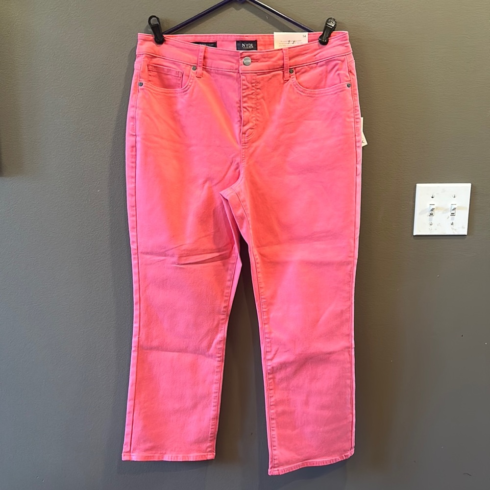 NYDJ Pink Lift & Tuck Jeans Marilyn straight sz 14 NWT